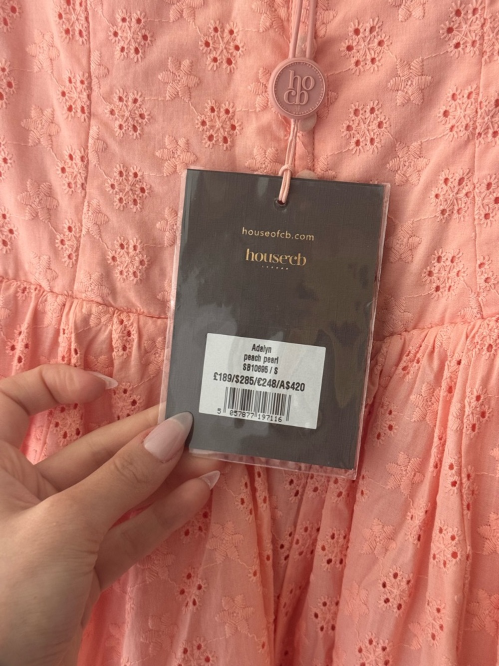 NWT House of CB Adalyn Peach Broderie Anglais Midi Sundress - Picture 6 of 7